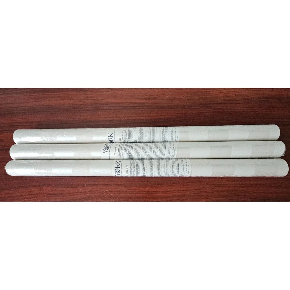 York Wallpaper Ivory Satin Stripe Double Roll Carey Lind BW 6091 R 28 (3) NEW